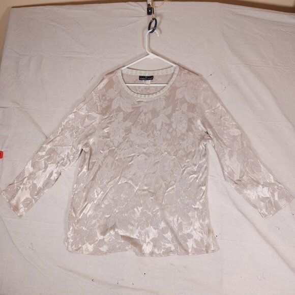 Carole Little Button Blouse Womens Size 14 Long Sleeve Floral Shiny Textured USA - Picture 7 of 14